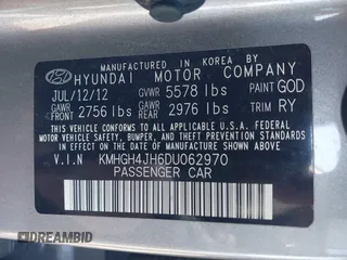 2013 Hyundai Equus Signature with VIN KMHGH4JH6DU062970, listed as a IAAI auction lot 42147197 with 131,799 mi miles and . Bid and sale history available at DreamBid. Image 9.