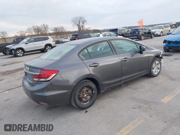 2015 Honda Civic Sedan LX with VIN 19XFB2F59FE258410, listed as a IAAI auction lot 41846497 with 204,917 mi miles. Bid and sale history available at carsss.com. Image 4.
