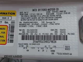 2017 Ford Fusion Titanium with VIN 3FA6P0SU2HR379834, listed as a IAAI auction lot 42440382 with 55,646 mi miles and . Bid and sale history available at DreamBid. Image 9.
