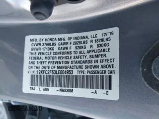 2020 Honda Civic LX with VIN 19XFC2F63LE004953, listed as a IAAI auction lot 41824922 with 71,458 mi miles and . Bid and sale history available at DreamBid. Image 9.