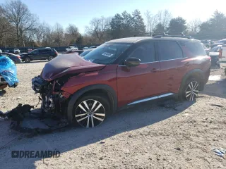 2024 Nissan Pathfinder Platinum z VIN 5N1DR3DK5RC291848, wystawiony jako Copart lot #46246695 z przebiegiem 10 118 mil mil oraz Szkoda całkowita • Salvage title. Historia ofert i sprzedaży dostępna na DreamBid. Obrazek 1.