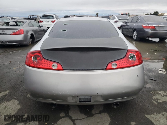 2005 Infiniti G35 Coupe with VIN JNKCV54E05M409017, listed as a Copart auction lot 81518344 with 0 mi miles and Salvage Title. Bid and sale history available at carsss.com. Image 6.