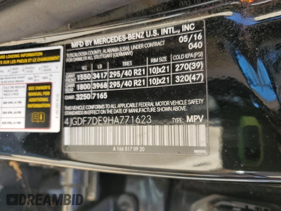 2017 Mercedes-Benz GLS 550 z VIN 4JGDF7DE9HA771623, wystawiony jako Copart lot #55745455 z przebiegiem Nie podano mil oraz Szkoda całkowita • Salvage title. Historia ofert i sprzedaży dostępna na DreamBid. Obrazek 13.