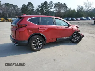 2020 Honda CR-V EX with VIN 2HKRW1H55LH408464, listed as a Copart auction lot 44129795 with 58,755 mi miles and Salvage Title. Bid and sale history available at carsss.com. Image 3.