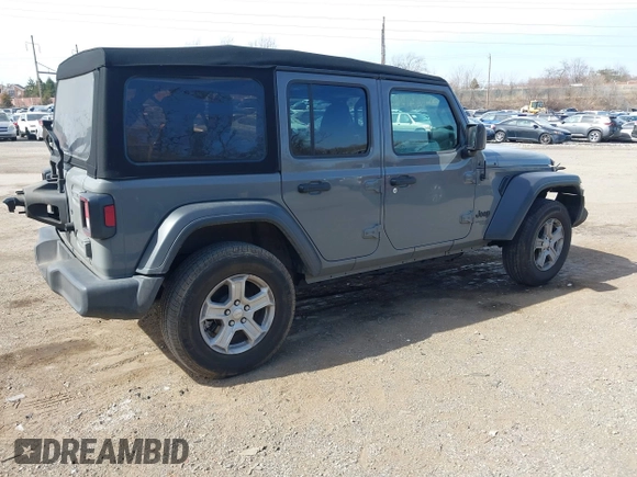 2021 Jeep Wrangler Unlimited Sport S with VIN 1C4HJXDG9MW836411, listed as a IAAI auction lot 41844148 with 17,955 mi miles. Bid and sale history available at carsss.com. Image 4.