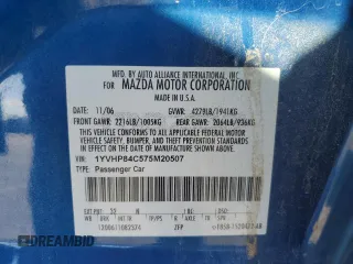 2007 Mazda 6 i Sport VE with VIN 1YVHP84C575M20507, listed as a Copart auction lot 87116984 with 243,434 mi miles and Clean Title. Bid and sale history available at DreamBid. Image 12.
