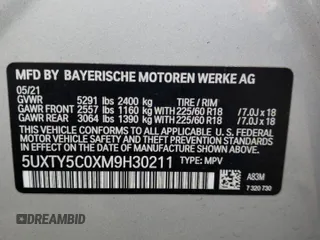 2021 BMW X3 xDrive30i with VIN 5UXTY5C0XM9H30211, listed as a Copart auction lot 41452455 with 42,884 mi miles and Non Repairable. Bid and sale history available at DreamBid. Image 13.