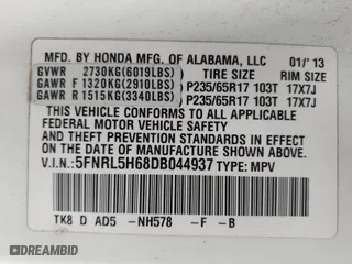 2013 Honda Odyssey EX-L with VIN 5FNRL5H68DB044937, listed as a IAAI auction lot 41196364 with 145,899 mi miles. Bid and sale history available at carsss.com. Image 9.
