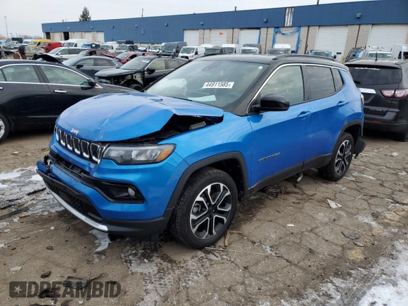 2024 Jeep Compass Limited with VIN 3C4NJDCN7RT602461, listed as a Copart auction lot 44911585 with 14,727 mi miles and Salvage Title. Bid and sale history available at carsss.com. Image 1.