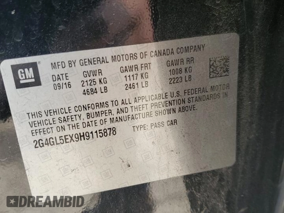 2017 Buick Regal Sport Touring z VIN 2G4GL5EX9H9115878, wystawiony jako Copart lot #60897925 z przebiegiem 70 133 mil mil oraz Szkoda całkowita • Salvage title. Historia ofert i sprzedaży dostępna na DreamBid. Obrazek 12.