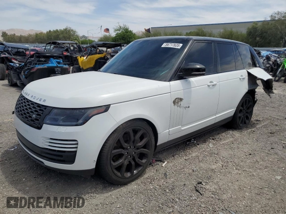 2019 Land Rover Range Rover z VIN SALGS2RE3KA547742, wystawiony jako Copart lot #56717635 z przebiegiem 72 080 mil mil oraz Szkoda całkowita • Salvage title. Historia ofert i sprzedaży dostępna na DreamBid. Obrazek 1.