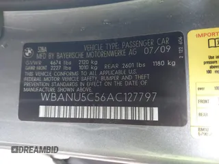 2010 BMW 5 Series 528i with VIN WBANU5C56AC127797, listed as a IAAI auction lot 42128290 with 137,578 mi miles and . Bid and sale history available at carsss.com. Image 9.