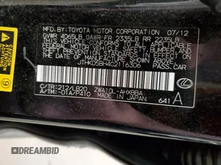 2012 Lexus CT 200h z VIN JTHKD5BH4C2116306, wystawiony jako Copart lot #55735865 z przebiegiem 232 468 mil mil oraz Szkoda całkowita • Salvage title. Historia ofert i sprzedaży dostępna na DreamBid. Obrazek 14.