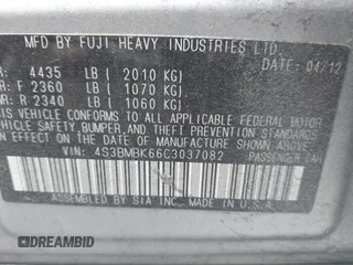 2012 Subaru Legacy Limited with VIN 4S3BMBK66C3037082, listed as a IAAI auction lot 41908566 with 210,838 mi miles and . Bid and sale history available at DreamBid. Image 9.