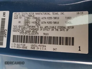 2020 Toyota Tundra 2WD SR5 with VIN 5TFEY5F13LX261579, listed as a Copart auction lot 86322274 with 98,093 mi miles and Salvage Title. Bid and sale history available at carsss.com. Image 12.