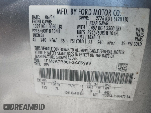 2015 Ford Explorer z VIN 1FM5K7B80FGA06999, wystawiony jako Copart lot #63941965 z przebiegiem 162 065 mil mil oraz Czysty tytuł • Clean title. Historia ofert i sprzedaży dostępna na DreamBid. Obrazek 13.