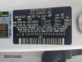2023 Kia Telluride SX Prestige X-Line z VIN 5XYP5DGC9PG365045, wystawiony jako Copart lot #83581854 z przebiegiem 15 899 mil mil oraz Szkoda całkowita • Salvage title. Historia ofert i sprzedaży dostępna na DreamBid. Obrazek 13.