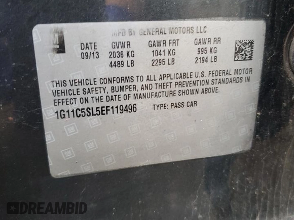 2014 Chevrolet Malibu LT with VIN 1G11C5SL5EF119496, listed as a Copart auction lot 49426525 with 141,400 mi miles and Salvage Title. Bid and sale history available at DreamBid. Image 14.
