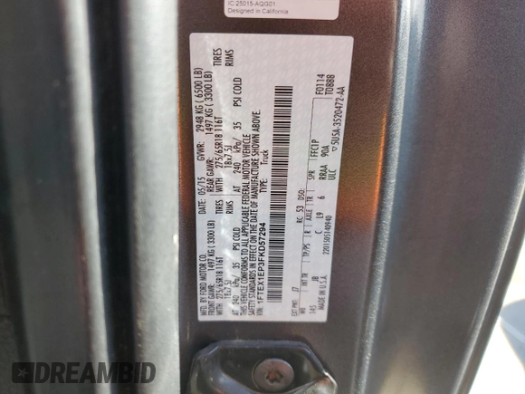 2015 Ford F-150 XLT with VIN 1FTEX1EP3FKD57294, listed as a Copart auction lot 46693135 with 127,359 mi miles and Salvage Title. Bid and sale history available at carsss.com. Image 12.
