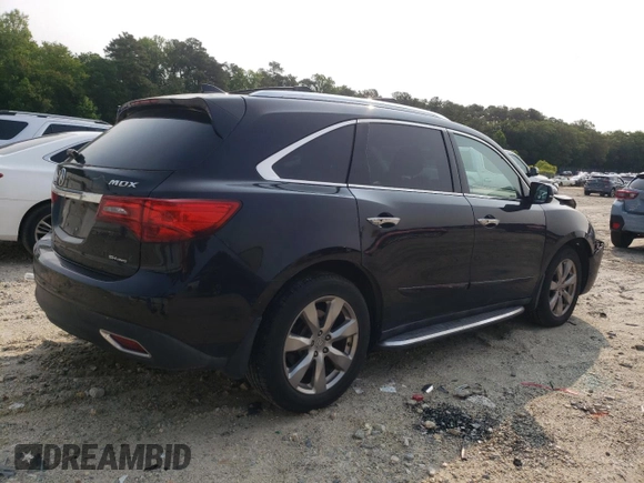 2014 Acura MDX Advance with VIN 5FRYD4H80EB019891, listed as a Copart auction lot 57969825 with 150,111 mi miles and Salvage title. Bid and sale history available at DreamBid. Image 3.