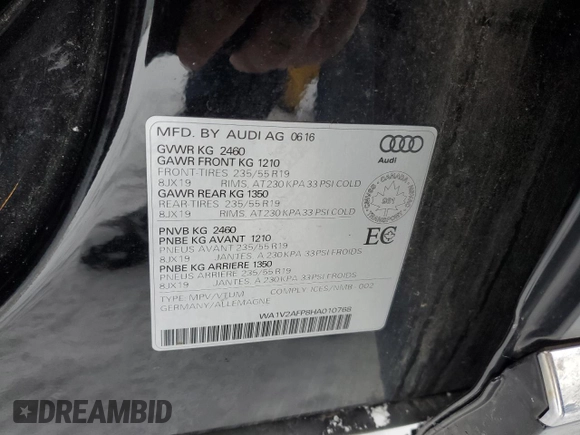 2017 Audi Q5 z VIN WA1V2AFP8HA010768, wystawiony jako Copart lot #88245835 z przebiegiem 171 065 mil mil oraz Czysty tytuł • Clean title. Historia ofert i sprzedaży dostępna na DreamBid. Obrazek 14.