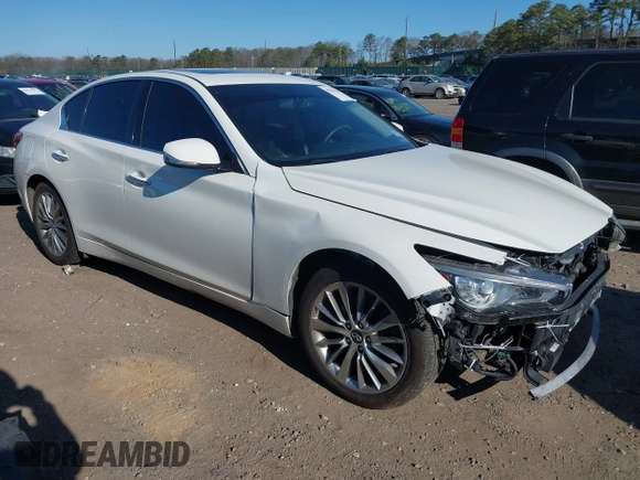 2019 Infiniti Q50 Luxe with VIN JN1EV7AR5KM594323, listed as a IAAI auction lot 42011023 with 68,235 mi miles and . Bid and sale history available at DreamBid. Image 1.