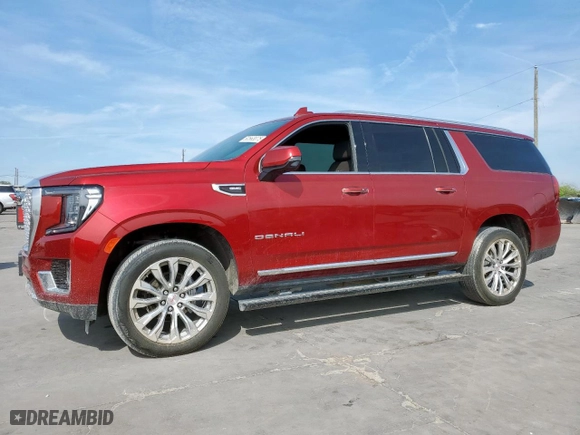2021 GMC Yukon XL Denali with VIN 1GKS2JKL8MR201361, listed as a Copart auction lot 50563075 with 0 mi miles and Salvage Title. Bid and sale history available at carsss.com. Image 1.