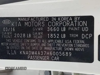 2017 Kia Rio LX z VIN KNADM4A37H6005689, wystawiony jako IAAI lot #42117199 z przebiegiem 117 184 mil mil oraz . Historia ofert i sprzedaży dostępna na DreamBid. Obrazek 9.