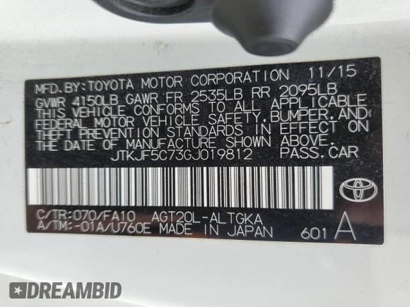 2016 Scion tC with VIN JTKJF5C73GJ019812, listed as a Copart auction lot 84228844 with 153,692 mi miles and Salvage Title. Bid and sale history available at carsss.com. Image 12.