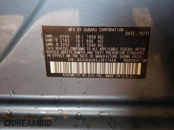2018 Subaru Impreza Limited with VIN 4S3GKAU63J3611458, listed as a Copart auction lot 51298824 with Not provided miles and Salvage title. Bid and sale history available at DreamBid. Image 12.
