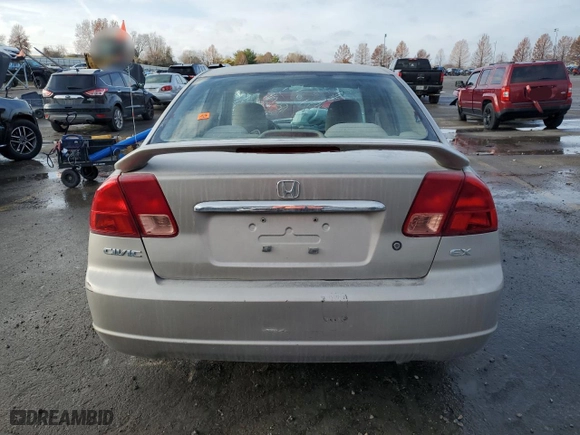2001 Honda Civic EX with VIN 1HGES25771L064135, listed as a Copart auction lot 84059934 with 0 mi miles and Salvage Title. Bid and sale history available at carsss.com. Image 6.