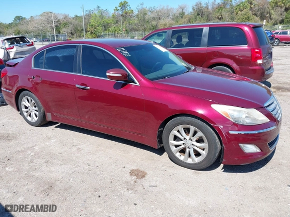 2012 Hyundai Genesis 3.8L with VIN KMHGC4DD4CU176486, listed as a IAAI auction lot 41674122 with 148,085 mi miles. Bid and sale history available at carsss.com. Image 1.