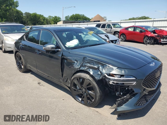 2023 Genesis G70 3.3T with VIN KMTG54TE3PU117672, listed as a Copart auction lot 63418684 with 19,899 mi miles and Salvage Title. Bid and sale history available at carsss.com. Image 4.
