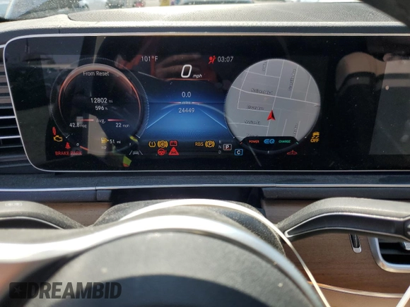 2021 Mercedes-Benz GLS 450 with VIN 4JGFF5KEXMA442665, listed as a Copart auction lot 62712424 with 24,449 mi miles and Salvage Title. Bid and sale history available at DreamBid. Image 9.