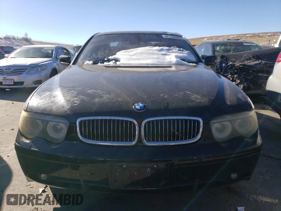 2004 BMW 7 Series 745i with VIN WBAGL63424DP68940, listed as a Copart auction lot 88738565 with 139,822 mi miles and Salvage Title. Bid and sale history available at DreamBid. Image 5.