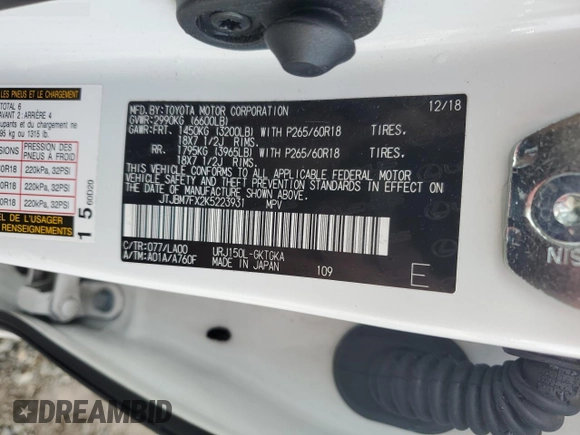 2019 Lexus GX with VIN JTJBM7FX2K5223931, listed as a Copart auction lot 51280885 with 81,207 mi miles and Salvage Title. Bid and sale history available at carsss.com. Image 13.