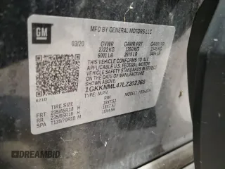 2020 GMC Acadia SLT with VIN 1GKKNML47LZ202368, listed as a Copart auction lot 77422244 with 100,445 mi miles and Clean Title. Bid and sale history available at DreamBid. Image 13.