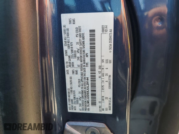 2018 Lincoln MKC Select with VIN 5LMCJ2D9XJUL29144, listed as a Copart auction lot 58049705 with 35,695 mi miles and Salvage title. Bid and sale history available at DreamBid. Image 13.