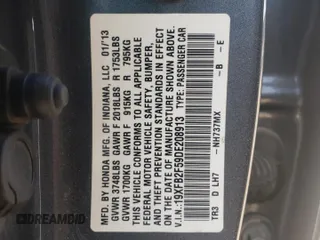 2013 Honda Civic LX with VIN 19XFB2F59DE208913, listed as a Copart auction lot 51713285 with 153,542 mi miles and Salvage Title. Bid and sale history available at DreamBid. Image 14.