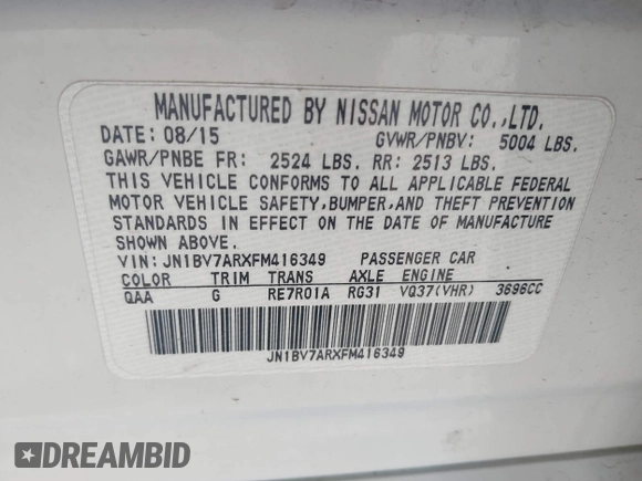2015 Infiniti Q50 Premium z VIN JN1BV7ARXFM416349, wystawiony jako IAAI lot #42225088 z przebiegiem 194 127 mil mil oraz . Historia ofert i sprzedaży dostępna na DreamBid. Obrazek 9.