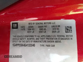 2016 Buick Verano с VIN 1G4PP5SK4G4133946, выставлен на аукционе IAAI как лот 42618194 с пробегом 21 363 миль миль и . История ставок и продаж доступна на DreamBid. Изображение 9.