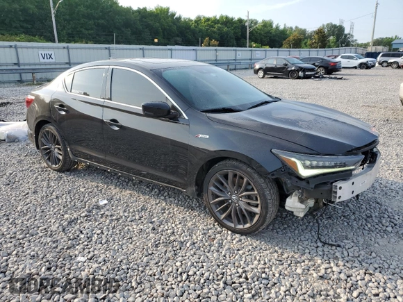 2019 Acura ILX Premium with VIN 19UDE2F82KA005694, listed as a Copart auction lot 59577855 with 75,721 mi miles and Salvage title. Bid and sale history available at DreamBid. Image 4.