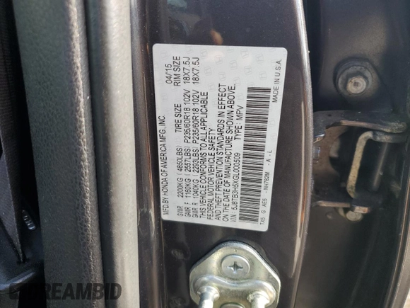 2016 Acura RDX Technology with VIN 5J8TB3H5XGL000509, listed as a Copart auction lot 54939205 with 197,746 mi miles and Salvage title. Bid and sale history available at DreamBid. Image 13.