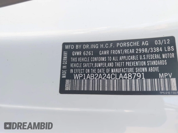 2012 Porsche Cayenne S z VIN WP1AB2A24CLA48791, wystawiony jako IAAI lot #42167069 z przebiegiem 133 819 mil mil oraz . Historia ofert i sprzedaży dostępna na DreamBid. Obrazek 9.