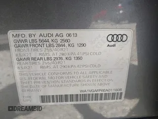 2014 Audi SQ5 Prestige with VIN WA1VGAFP6EA011608, listed as a IAAI auction lot 42325446 with 114,867 mi miles and . Bid and sale history available at DreamBid. Image 9.