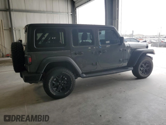 2020 Jeep Wrangler Unlimited Willys with VIN 1C4HJXDM2LW345683, listed as a Copart auction lot 57156215 with Not provided miles and Salvage title. Bid and sale history available at DreamBid. Image 3.