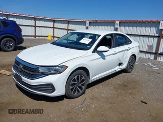 2024 Volkswagen Jetta S with VIN 3VW5M7BU6RM058267, listed as a IAAI auction lot 42762187 with 27,588 mi miles and . Bid and sale history available at DreamBid. Image 2.