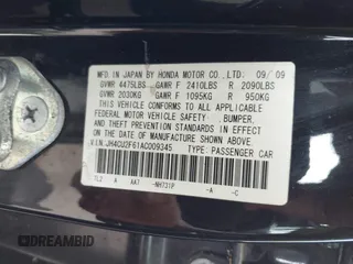 2010 Acura TSX with VIN JH4CU2F61AC009345, listed as a IAAI auction lot 41932204 with 173,922 mi miles and . Bid and sale history available at DreamBid. Image 9.
