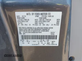 2011 Ford Escape XLT with VIN 1FMCU9DG4BKA07985, listed as a IAAI auction lot 42510948 with 125,126 mi miles and . Bid and sale history available at DreamBid. Image 9.