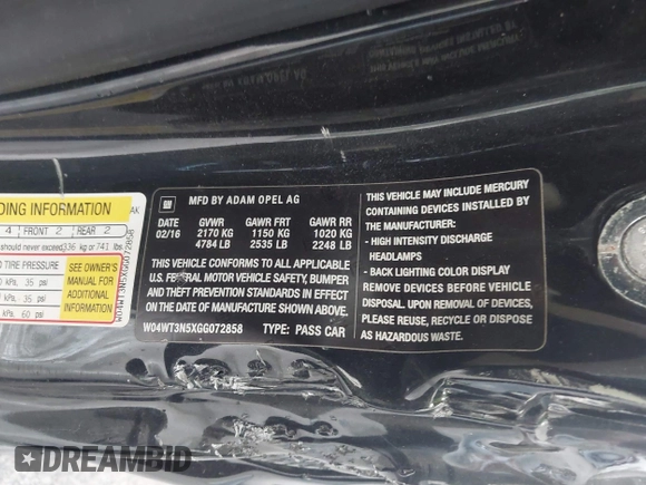 2016 Buick Cascada Premium с VIN W04WT3N5XGG072858, выставлен на аукционе IAAI как лот 42204731 с пробегом 75 309 миль миль и . История ставок и продаж доступна на DreamBid. Изображение 9.